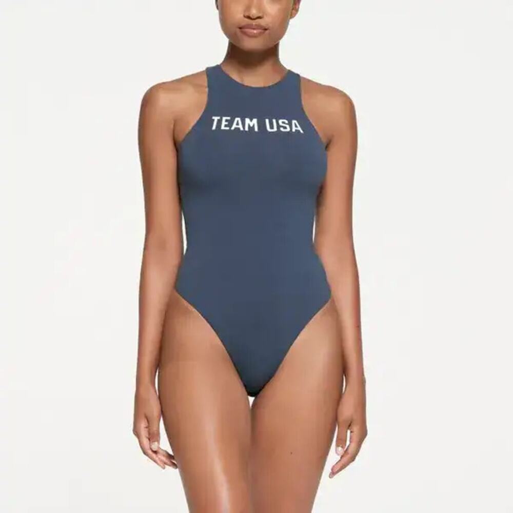 SKIMS OLYMPIC high neck bodysuit - Navy Size M NWT #1601
